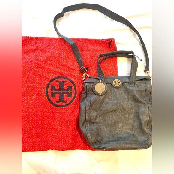 Tory Burch Coated Canvas 2 Way Shoulder Bag/Crossbody in Blue - Comes w/Dust bag - Picture 3 of 13